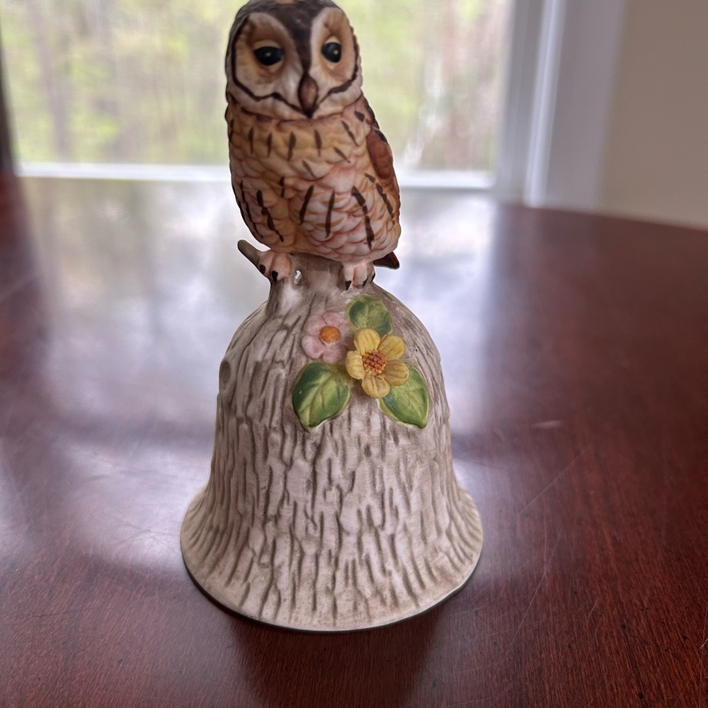 Towle Owl Bell with Floral Accent bone china